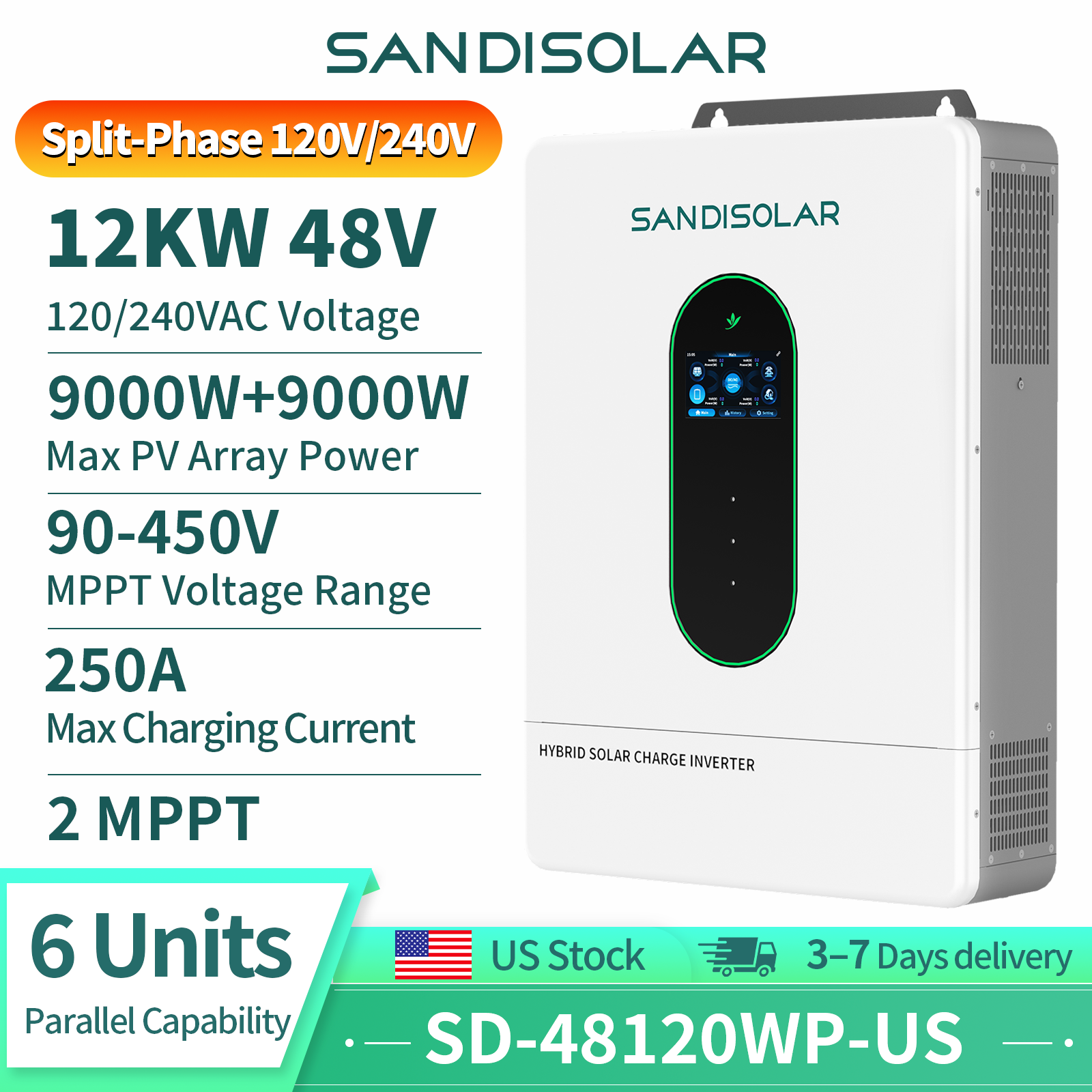SANDISOLAR 12KW 48V Split-Phas - مراجعة Drone Solar Charger وسعره
